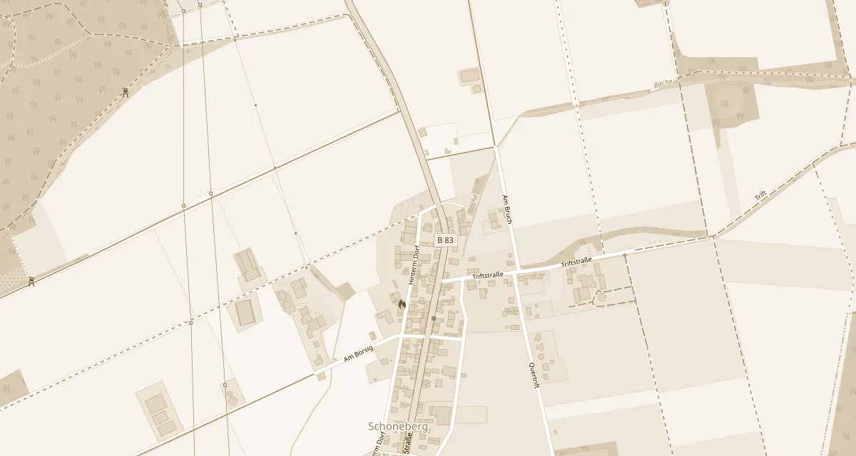 Kartenausschnitt Hofgeismar-Schöneberg mit der Vinothek Pfundt, Hinterm Dorf 10
